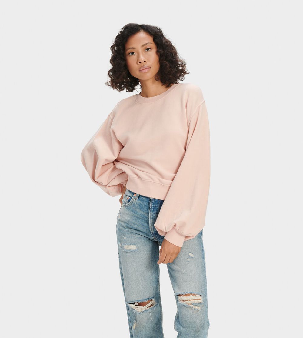 Ugg Sweatshirt Womens - Ugg Brook Balloon Sleeve Crewneck Rose - 246IYWXOE